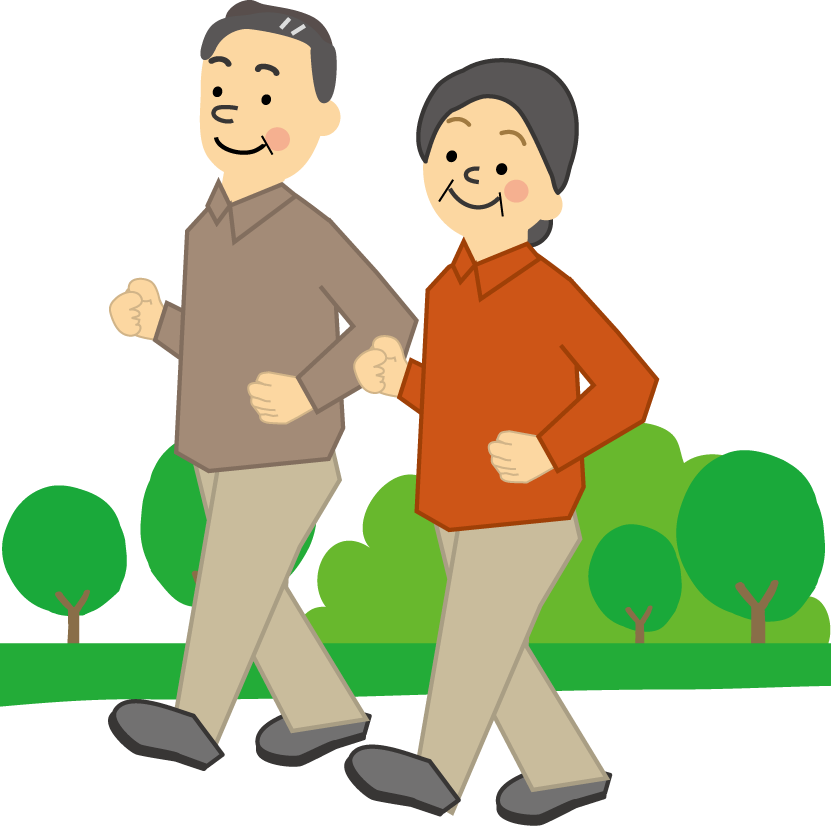 ウォーキング ジョギング 体操のイラスト無料素材