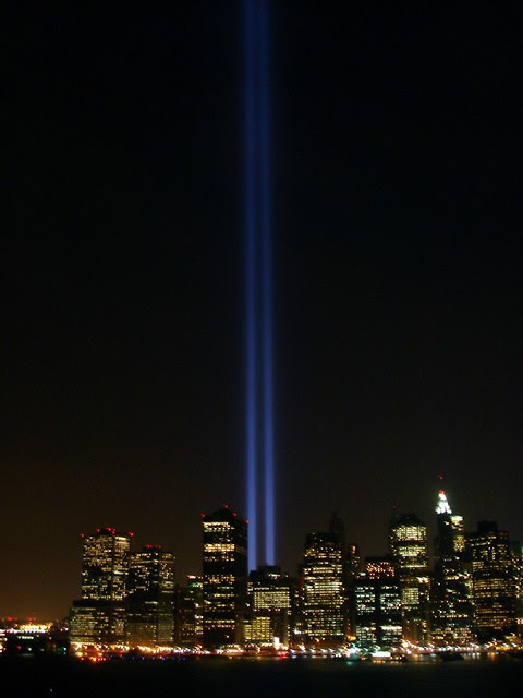 Memorial lights at the WTC site, 9/11/2007