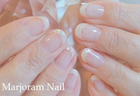 夏 オフィスネイル オフホワイト フレンチ シェルアート 横浜 ネイル