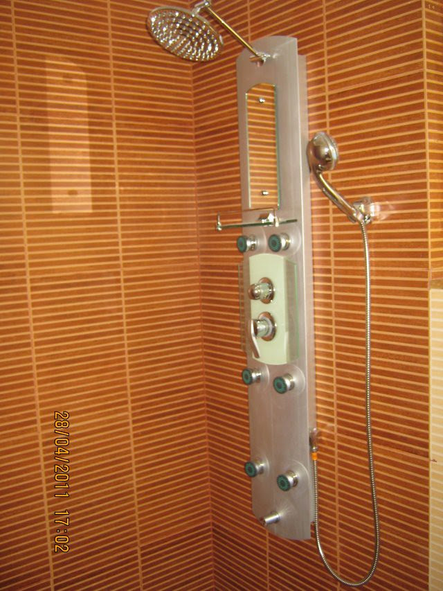 Shower Panel in a toilet at Sangria Towers at Megapolis Hinjewadi Phase 3, Pune