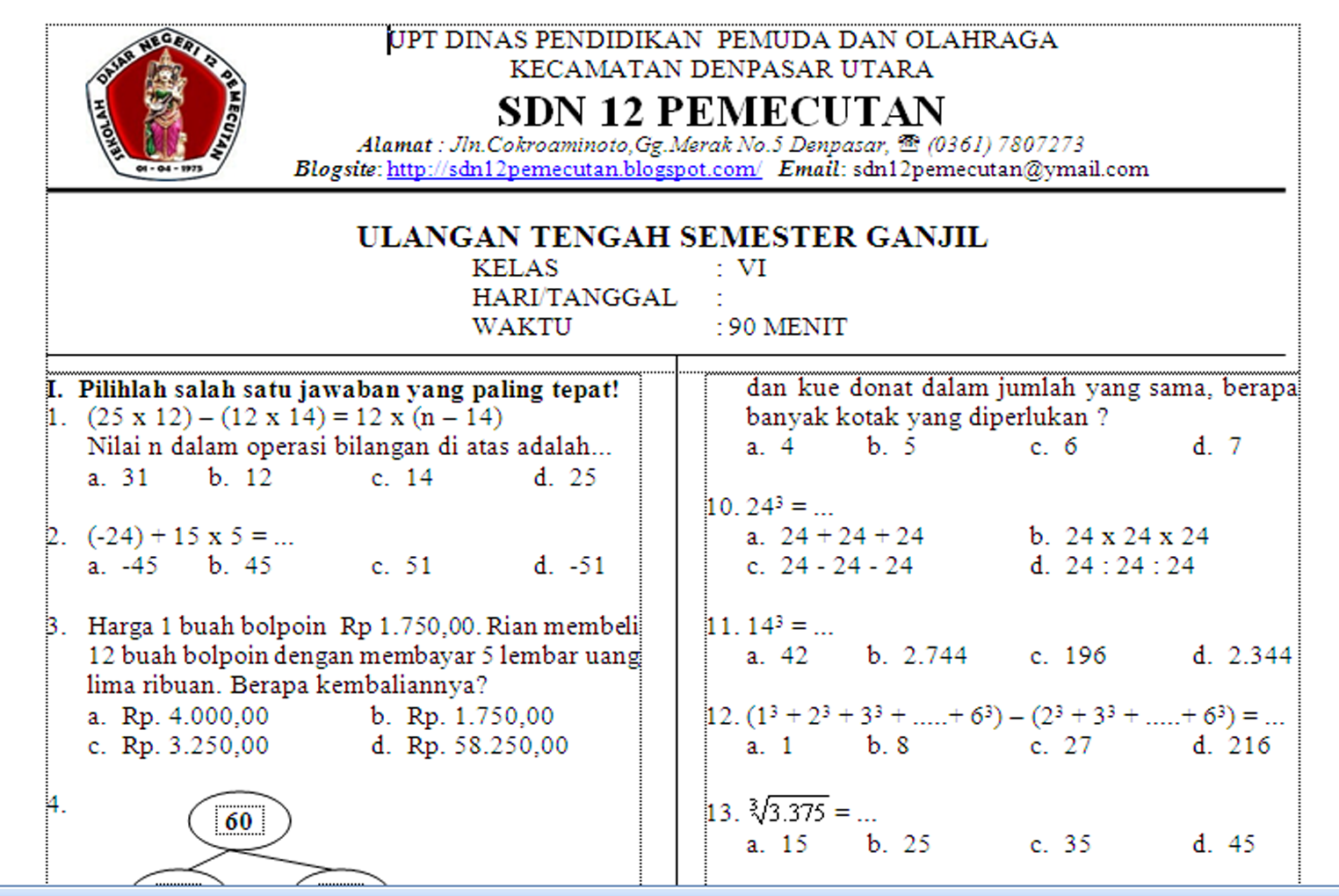 rpp matematika sd kelas 4