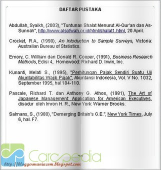 Contoh Cara Membuat Daftar Pustaka Makalah ~ Loyal Bee