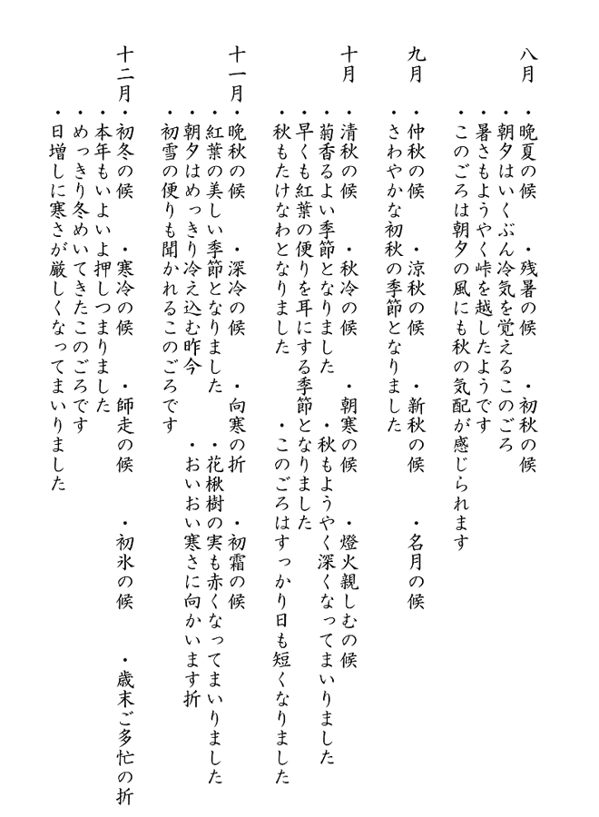 時候の挨拶