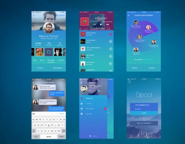 spool 30 Free mobile UI kits for Photoshop and Sketch