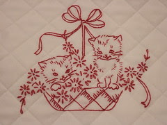 Redwork Kitty Quilt 007
