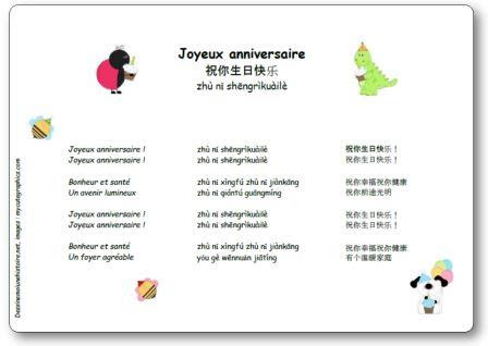Joyeux Anniversaire En Chinois 祝你生日快乐 Zhu Nǐ Shengrikuaile