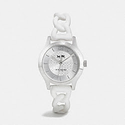 MADDY STAINLESS STEEL BRAIDED RUBBER STRAP WATCH - COACH w6042 -  WHITE