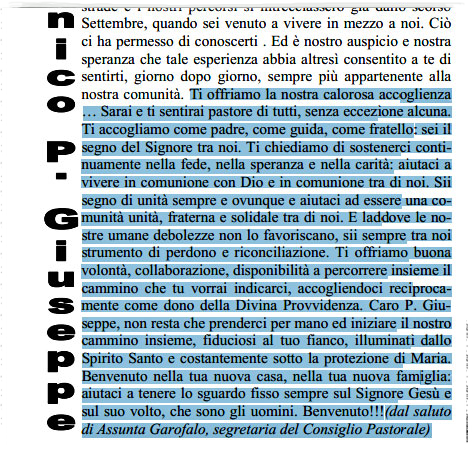Discorsi di benvenuto ai nuovi parroci - Librizzi