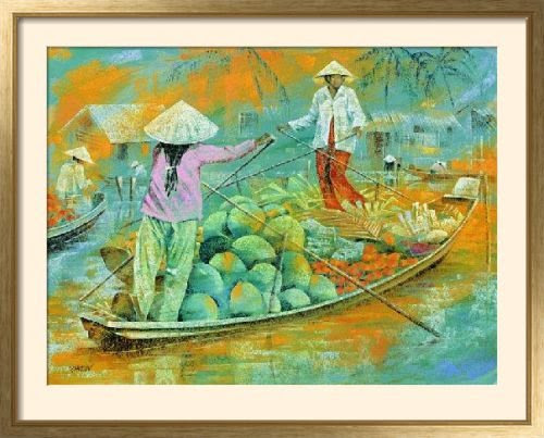 Framed Posters: - Alain Pareyn Marche flottant Framed Art Print (77 x 96 cm) 
