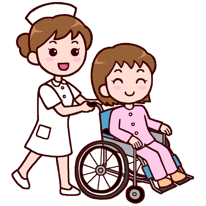 車椅子で移動する女の子 カラー 車椅子5 介護 医療 無料イラスト素材