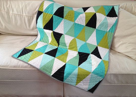 Baby quilt for Theo by MissRiain on Flickr.  Love this.  very good choice of placement.  Black can really be such a great accent color.