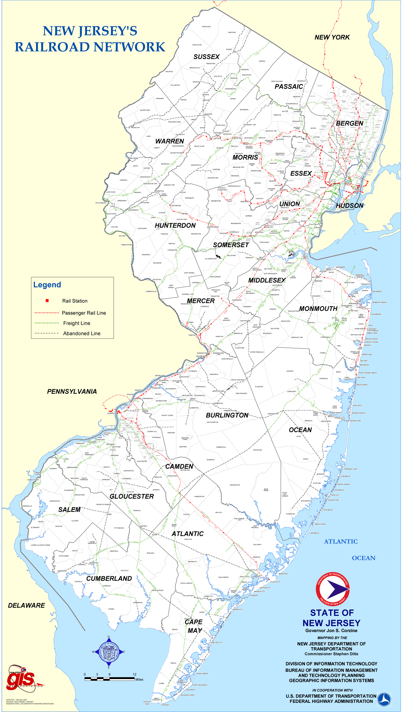 road map of new jersey New Jersey Rail Road Map Mapsof Net road map of new jersey