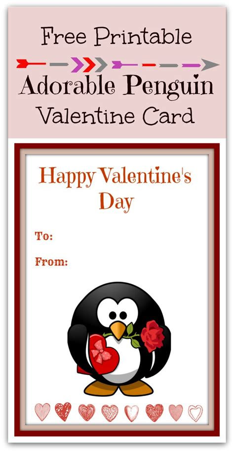 a penguin valentines card with the words happy valentines day written
