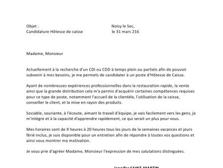 Lettre de motivation apres un cdd - Modele de lettre type