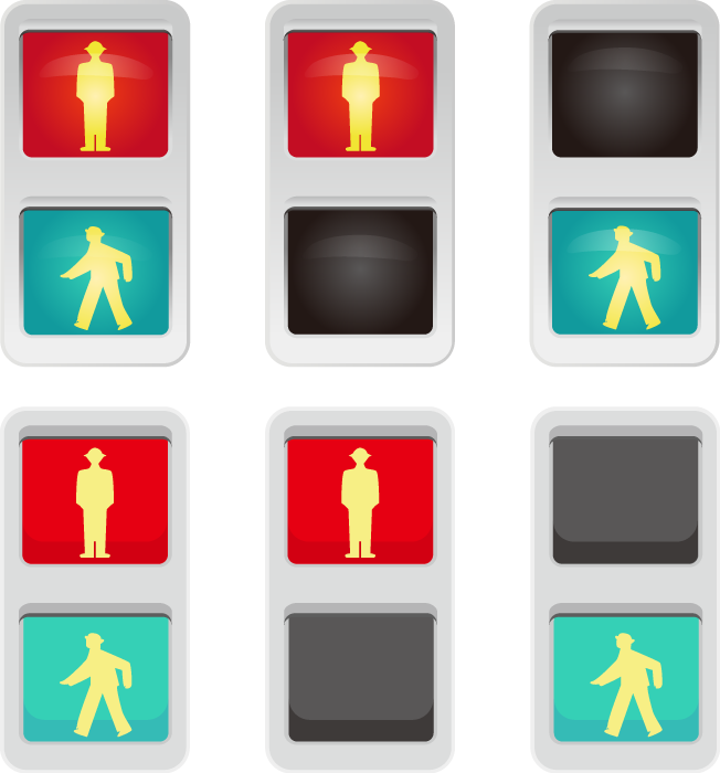 フリーイラスト 6種類の歩行者用信号のセットでアハ体験 Gahag 著作権フリー写真 イラスト素材集