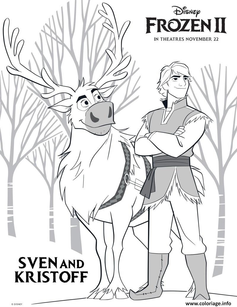 Coloriage Sven And Kristoff From Frozen 2 Jecoloriecom
