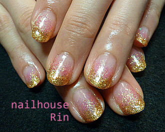 ピンク ゴールドラメグラデネイル シアワセネイル Nailhouse Rin