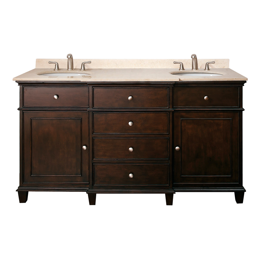 Avanity Windsor 60" Double Bathroom Vanity - Walnut | Free ...