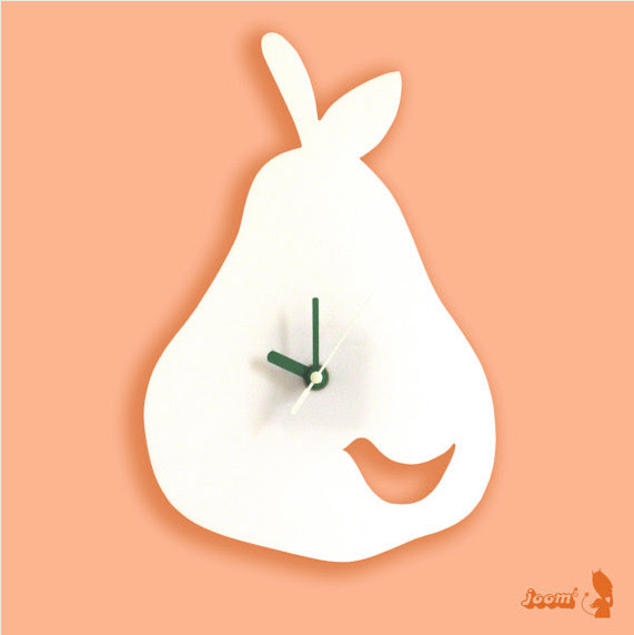 White Birdie in a Pear Wall Hanging Clock by Joom - contemporary ...