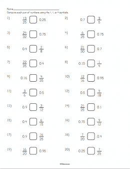 Comparing Fractions and Decimals Worksheet |STEM Sheets