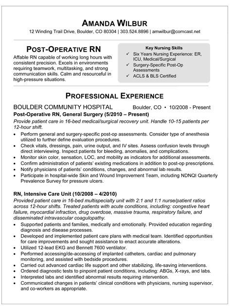 Med Surg Rn Resume | Sample Resume for Post-Op Nurse