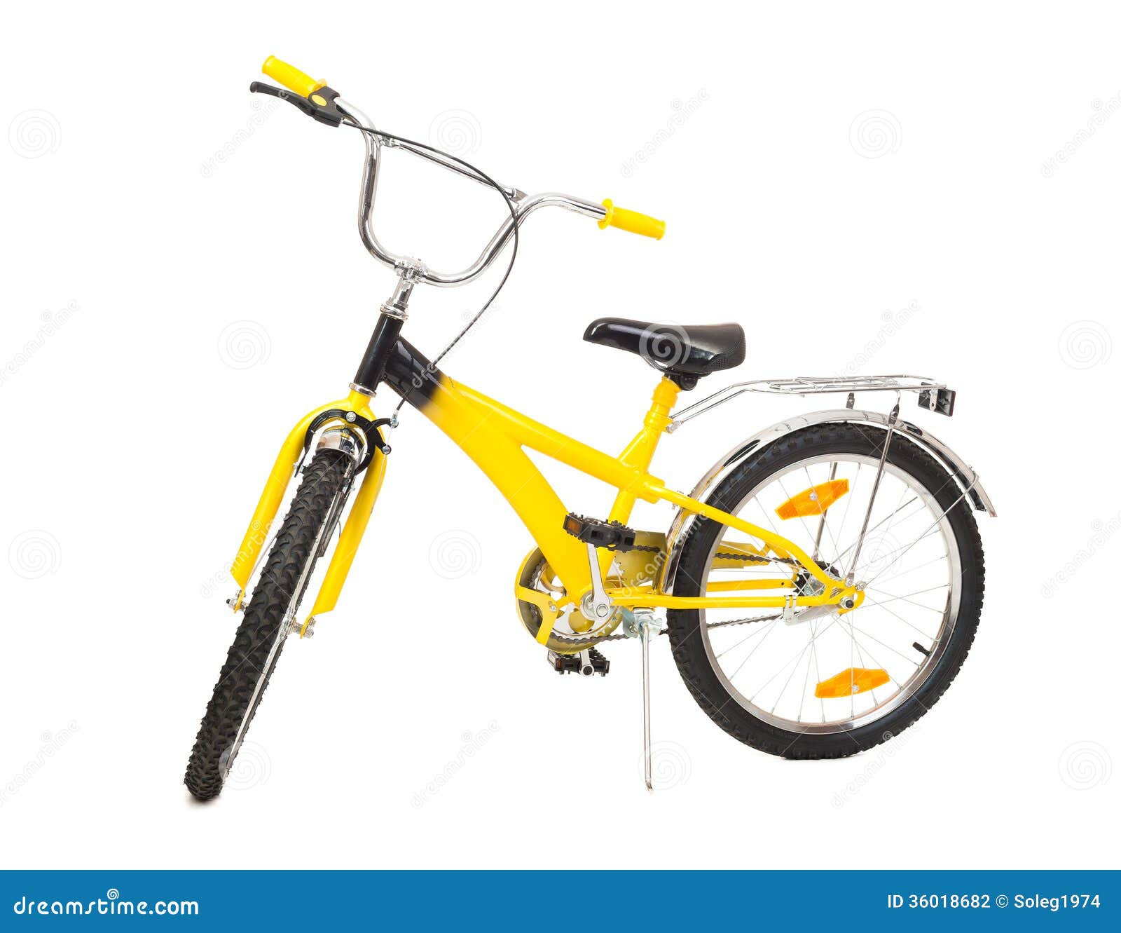 Yellow bicycle isolated on white.