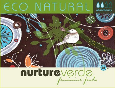 Nurture Verde 100% Natural Fully Compostable Feminine Pads (Regular Absorbency, 22-count)