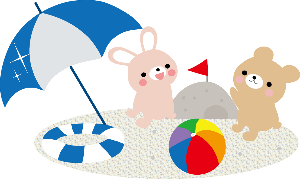 夏のビーチのイラスト海の砂浜 無料イラスト