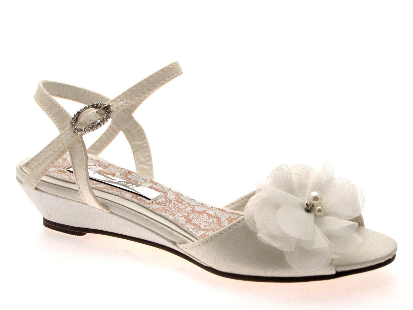 GIRLS-KIDS-SATIN-FLOWER-WEDDING-BRIDAL-BRIDESMAID-IVORY-CREAM-SHOES ...