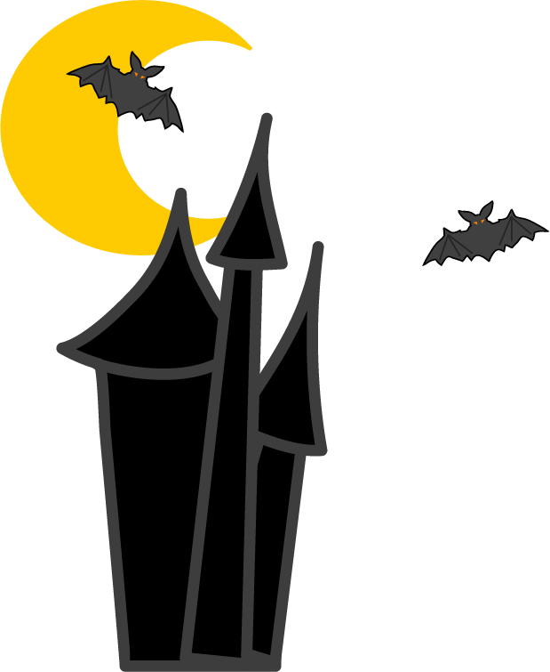 ハロウィン三日月とコウモリのイラスト 無料イラスト フリー素材