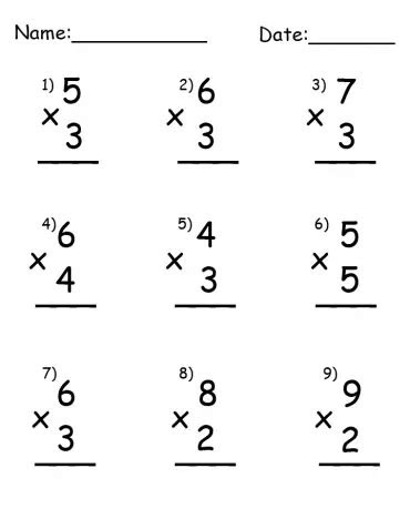  9 free printable multiplication worksheets