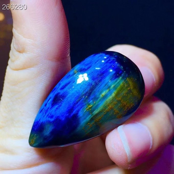 [Buying] Water Drop Natural Blue Pietersite Pendant Chatoyant 36.6/20.8/9.6mm Namibia Women Cat Eye Rare Fashion Jewelry AAAAAA