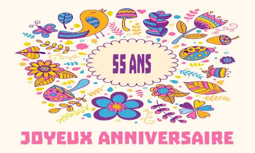 Carte Anniversaire Femme 55 Ans Oiseau