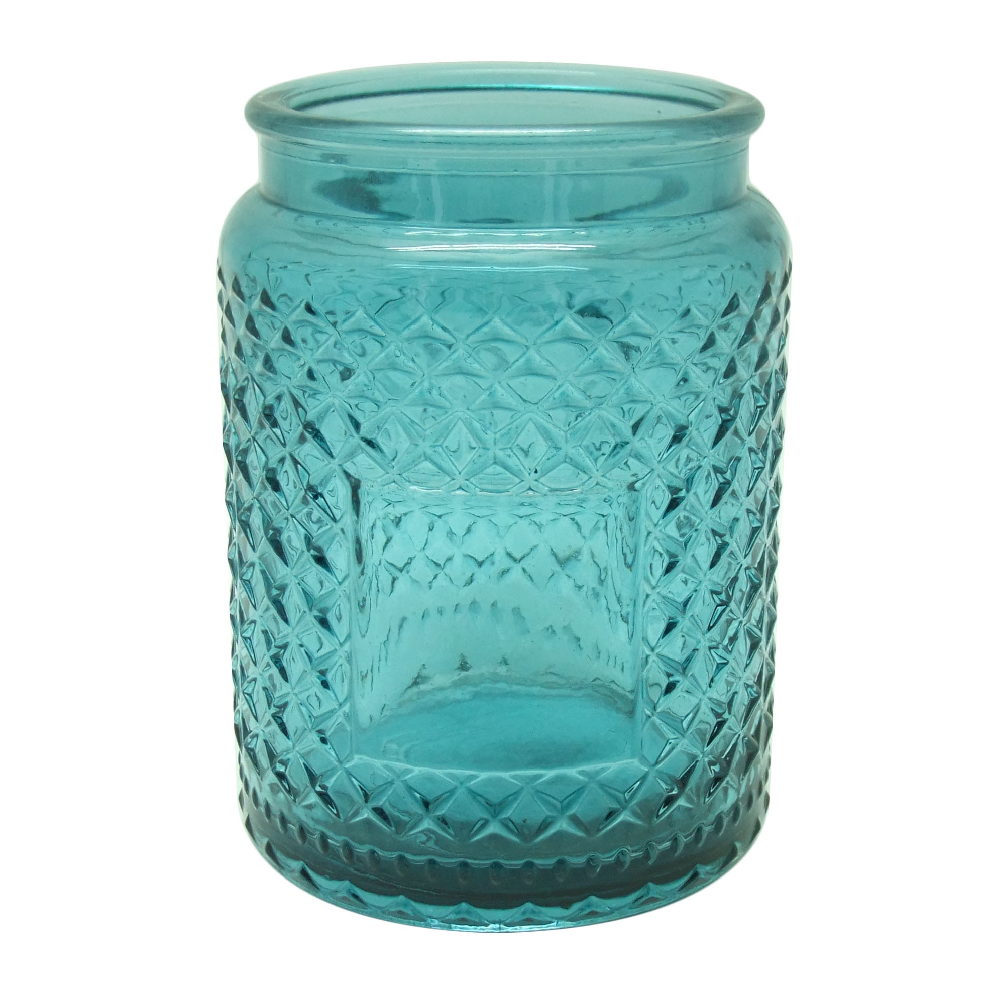 Large Embossed Glass Jar Candle 17oz Unique Candle Jars With Screw Top