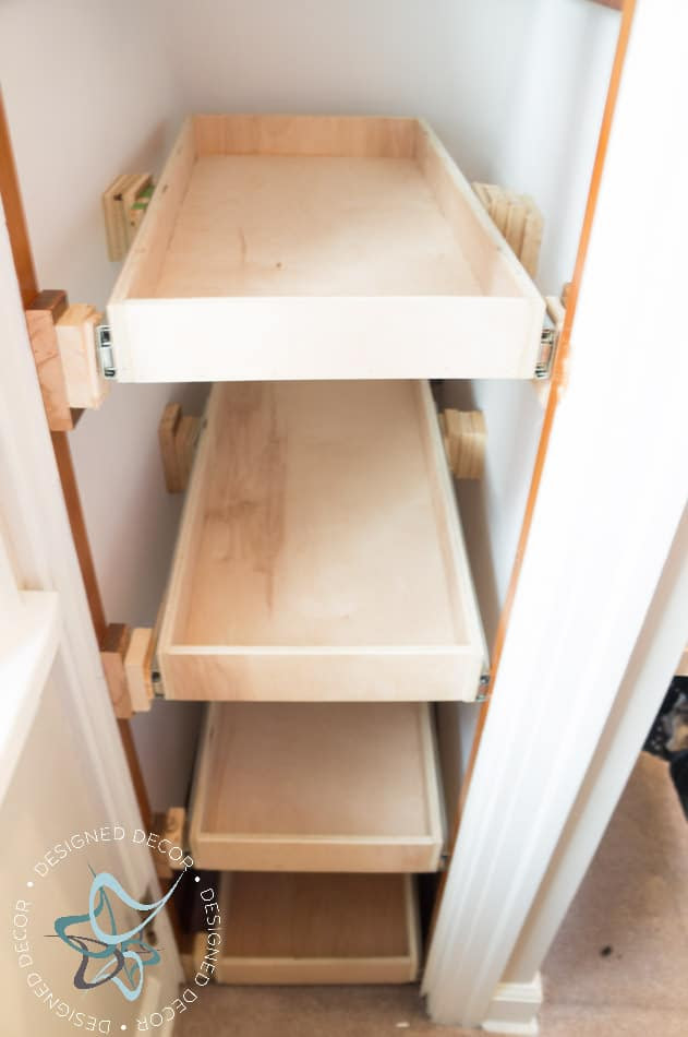 Shoe Closet ~ Building Pullout Shelves! ~- Designed Decor