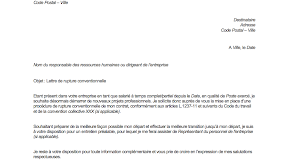 Exemple Lettre De Rupture Conventionnelle