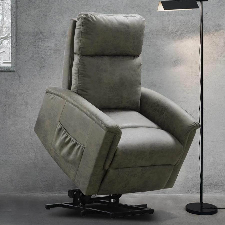 clihome gray electric heat and massage power lift recliner chairs with usb  port and side pocket