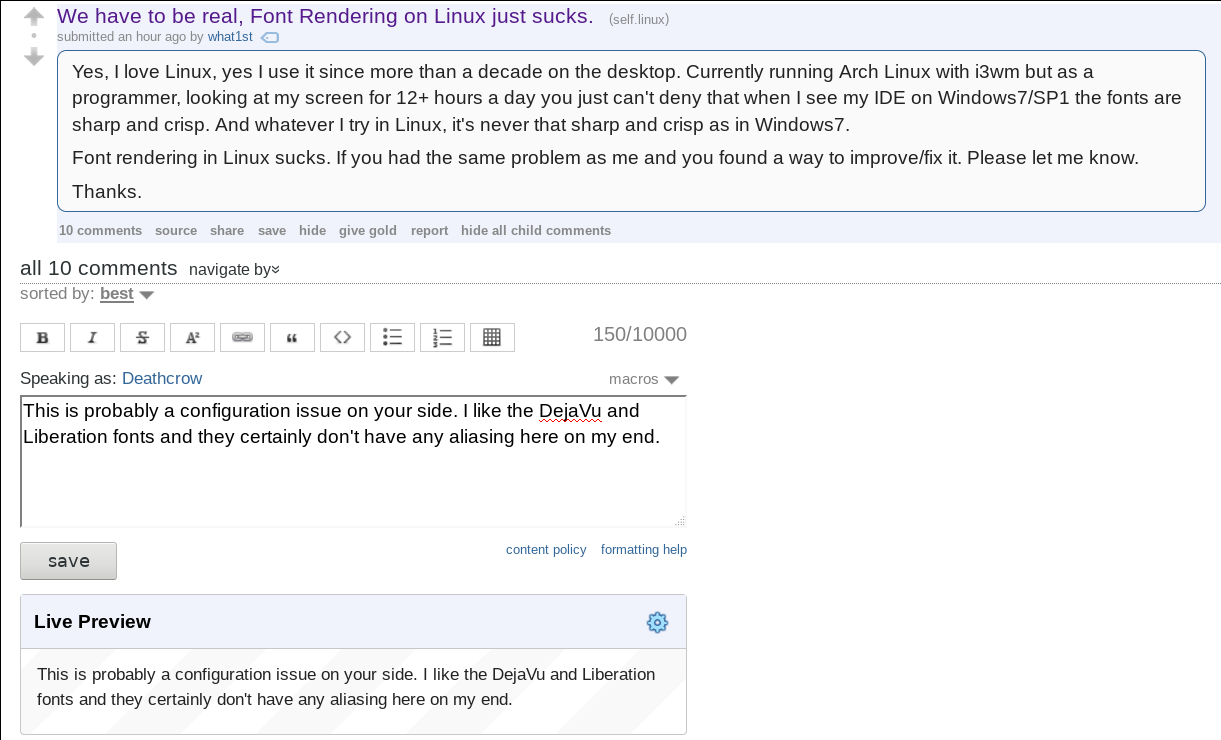 We Have To Be Real Font Rendering On Linux Just Sucks Linux