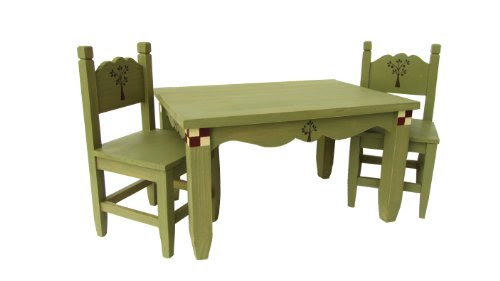 My Doll - Kit Meubles pour Poupée My Doll - 1 Table, 2 Chaises Vertes - 32 cm