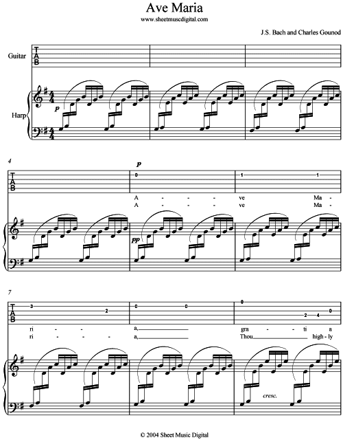 guitar tabs sheets. Bach/Gounod - Guitar Tab