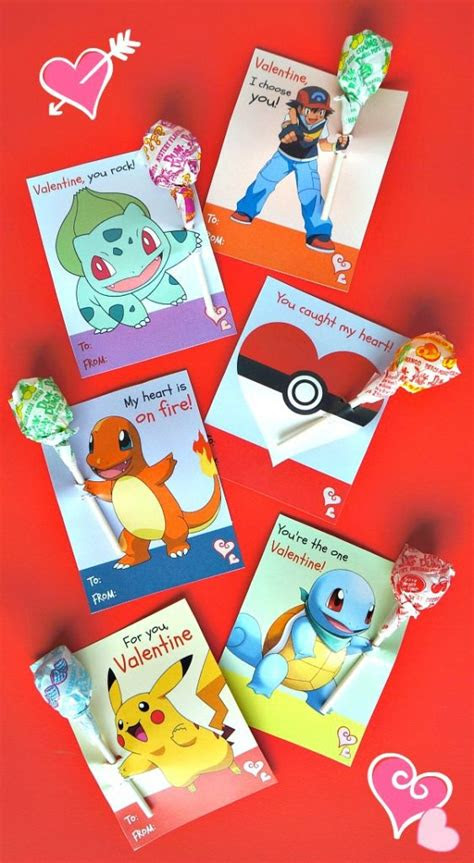  free printable pokemon valentines day cards 6 designs with lollipops