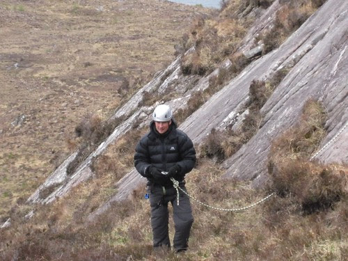 Top-roping at Beginners Slabs, Upper Diabaig