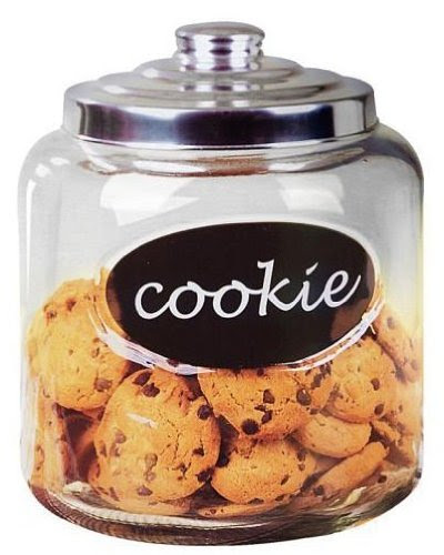 Classic Kitchen Glass Cookie Jar With Metal Top and Label