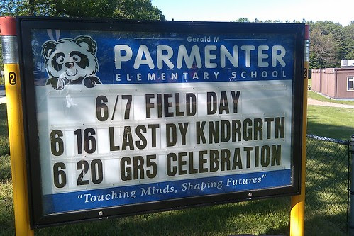 Parmenter sign: end of school year events