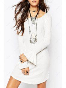 Bell Sleeve Hollow Back White Dress