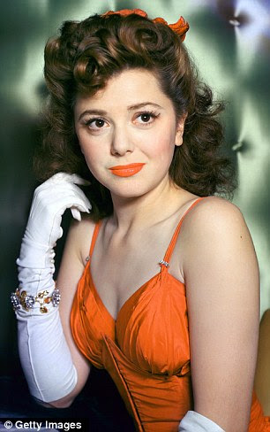 Screen siren: Pictured here in a glamorous portrait shot from the mid 1940s and seen right in 1953 on her wedding day with second husband, producer William Dozier