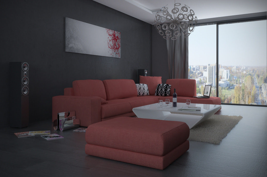 Remarkable Red Living Room Interior Design 1100 x 730 · 183 kB · jpeg