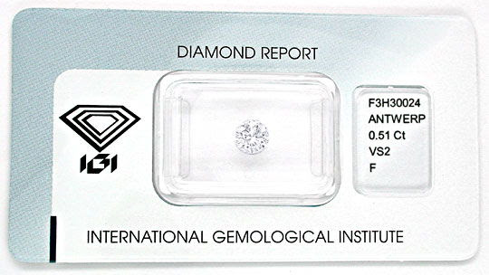 Originalfoto DIAMANT, IGI!!!, 0,51ct TOP-WESSELTON-F VS2 WERT JUWEL!
