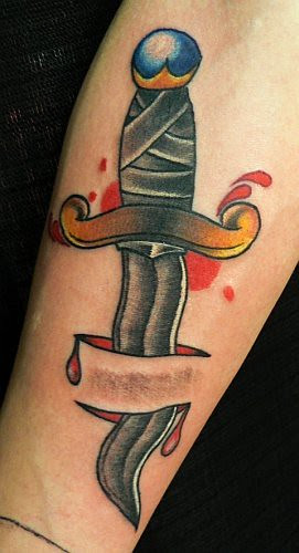 dagger & cut tattoo. Tattoo by Nate Johnson. Southside Tattoo & Piercing