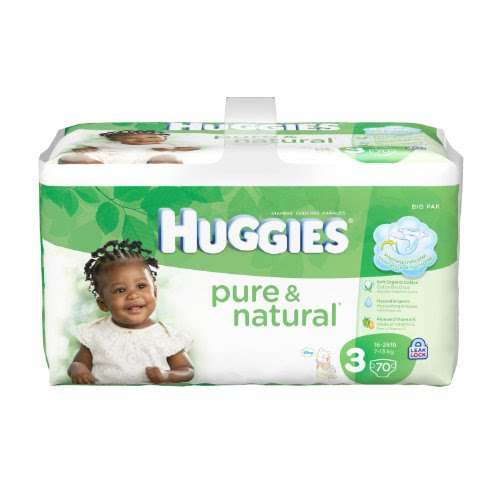 Huggies Pure & Natural Diapers, Size 3, 70 Count (Pack of 2) (Packaging May Vary)